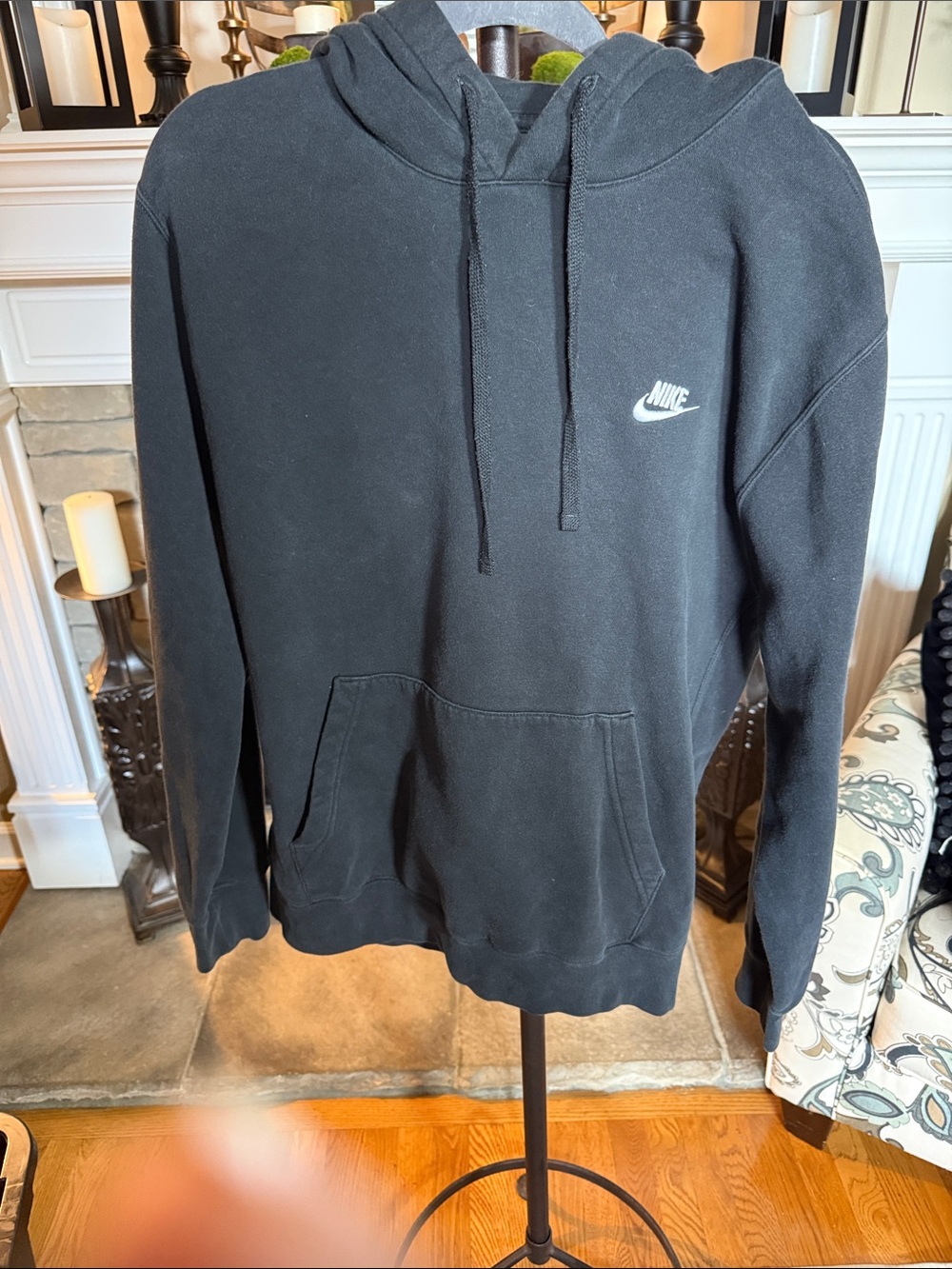 Nike Black Pullover Hoodie with White Swoosh